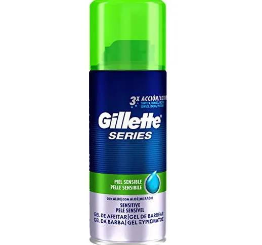 Gillette Series Pelli Sensibili Gel da Barba, Pacco da 6 x 75 ml, Formato da Viaggio