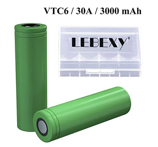 LEBEXY - 2 batterie INR VTC6 per sigarette elettroniche VTC6/3120mAh verde