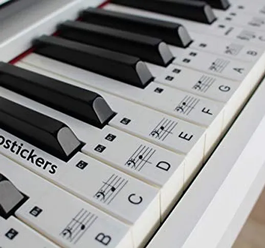Set di adesivi per tastiera musicale con 61 tasti, laminati, in plastica trasparente PS1 C...