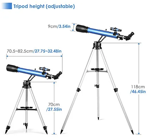 TELMU telescopio - apertura 60 mm & lunghezza focale 700 mm telescopio per amatoriali con...
