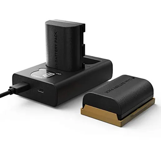 Canon LP-E6 & LP-E6N Caricatore e Batterie di Ricambio, FLOUREON Caricatore e 2*Batteria d...