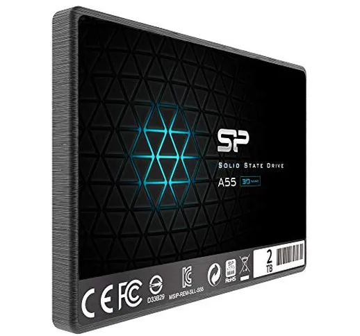 Silicon Power SSD 2TB 3D NAND A55 SLC Cache Performance Boost 2.5 inch SATA III 7mm (0.28"...