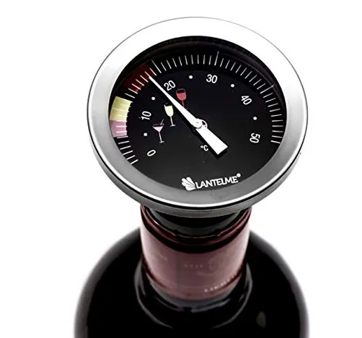 Lantelme 5954 - Termometro da vino impermeabile in acciaio inox con tappo per bottiglia 