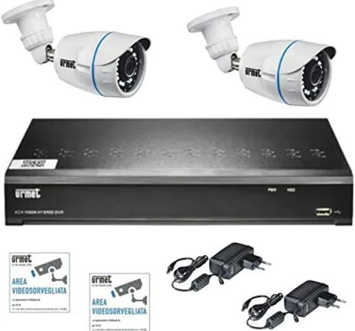 Urmet Kit Videosorveglianza TVCC con HVR AHD 4 Canali 1080N KIT Videosorveglianza Urmet TV...