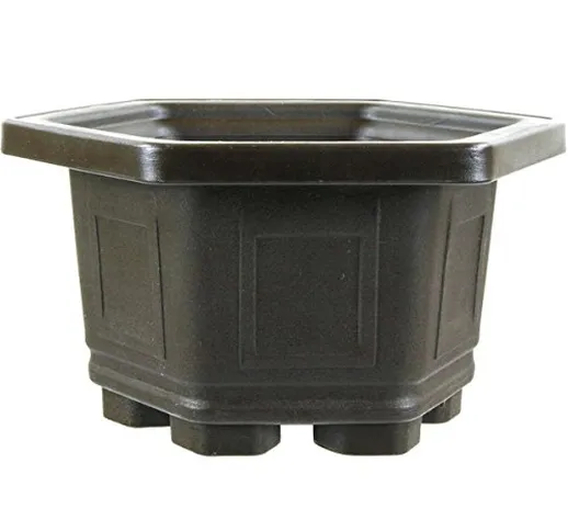 Vaso bonsai 15x15x9.2cm marrone scuro esagonale plastica