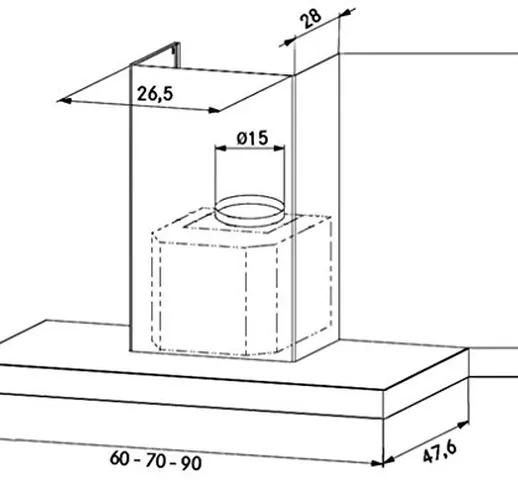 Mepamsa Silueta 70 inox. Cappa aspirante a parete Acciaio inossidabile 500m³/h D