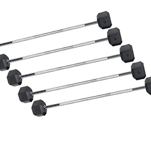 We R Sports Hex Rubber Barbell Bar Encased Ergo Weights Hexagonal Barbell Gym Free Weights...