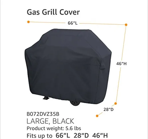 AmazonBasics - Telo protettivo per barbecue a gas, Grande, Nero