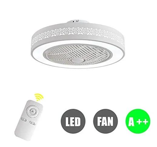 ZDXR Fan Plafoniera Creativa Moderna Plafoniera LED Dimmerabile Ventilatore a soffitto con...