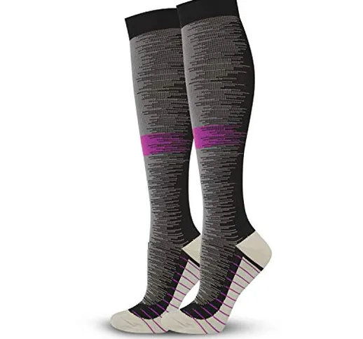 Jellas 3 Coppie Calze a Compressione Graduata per Uomo e Donna 20-30 mmHg per Sport, Runni...