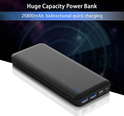 Power Bank 25800mAh Quick Charge 3.0 Caricabatterie Portatile USB C/Type C Batteria Estern...