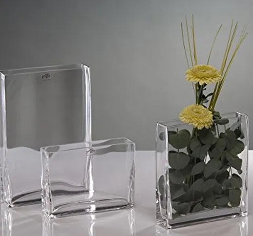 Vaso in vetro di forma cubica, di Sandra Rich, Vetro, clear, 8 cm high Diameter 20,0 x 5,0...