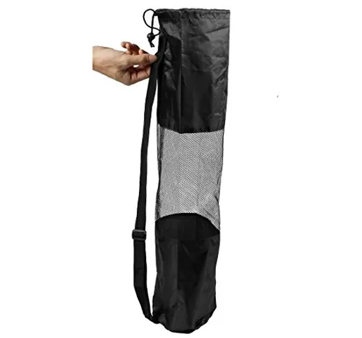 TOOGOO(R) Sacca custodia borsa per tappetino di Yoga Pilato nera portatile centrale in ret...