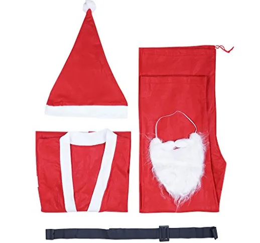 EraSpooky Abito Costume Vestito da Babbo Natale Uomo Rosso Economico con Cappello Adulto