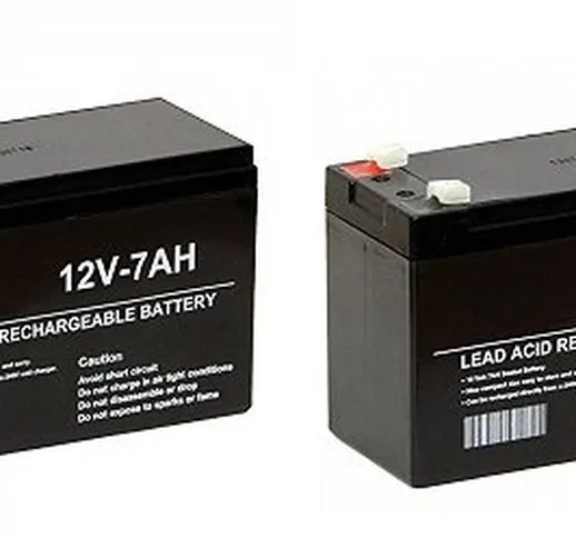 KIT 2PZ BATTERIA AL PIOMBO RICARICABILE 12V 7AH 20hr Per allarmi antifurti ups lampade di...