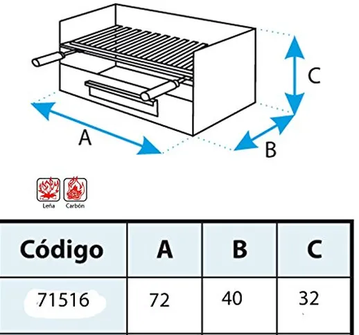 Imex El Zorro 71514 Cassetto per barbecue in acciaio inox con griglia