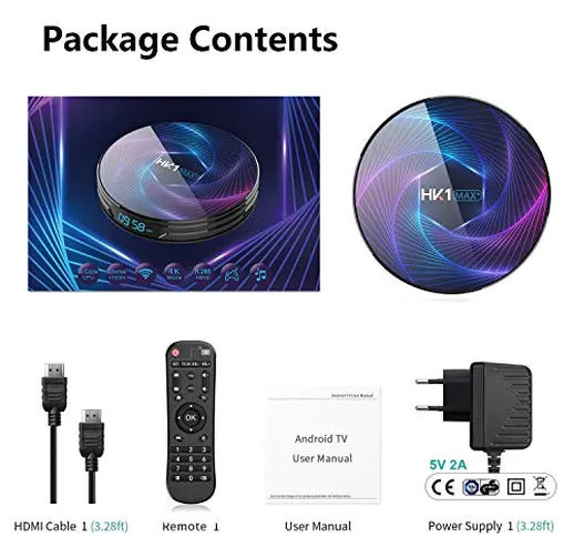 HK1 Max Plus RK3368 Pro Octa Core CPU Android 9.0 TV box support 4K H.265 4G RAM 128G ROM...