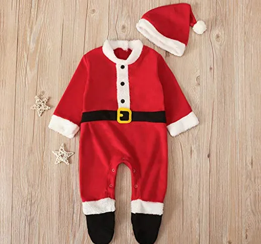 NUSGEAR Outfit Natale Set, 2pcs Bebè Natale Costume Natalizia Pagliaccetto Manica Lunga +...