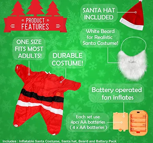 THE TWIDDLERS Costume Gonfiabile di Babbo Natale (per Adulti) - Vestito Uomo Perfetto per...