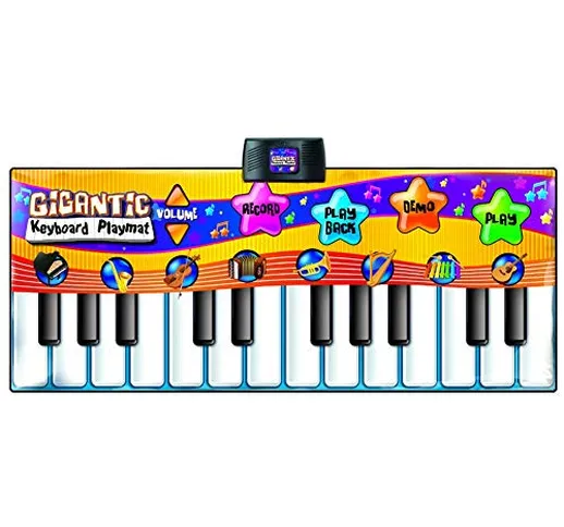 BAKAJI Tappeto Musicale Tastiera da Pavimento Giocattolo per Bambini con 8 Suoni Strumenti...