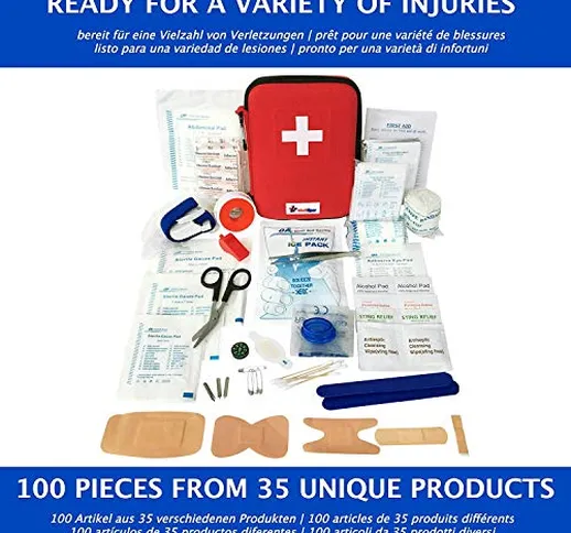 Kit di Pronto Soccorso da 100 pezzi - Borsa Medica di Emergenza Completa di 35 Articoli Un...
