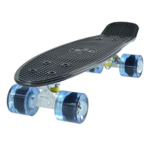 Land Surfer® Skateboard Cruiser Retro Completo con tavola Nera 56cm - Cuscinetti ABEC-7 -...