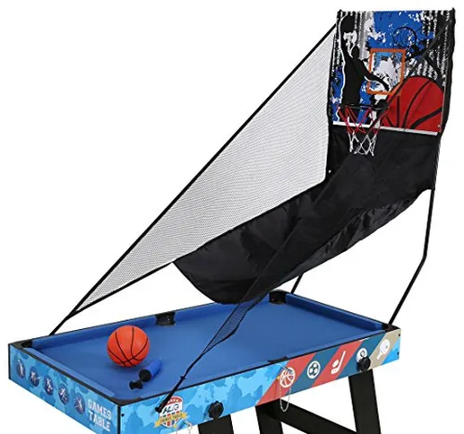 JH Tavolo da gioco pieghevole 5 in 1- Biliardo, Ping Pong, Calcio, Hockey, Pallacanestro,...