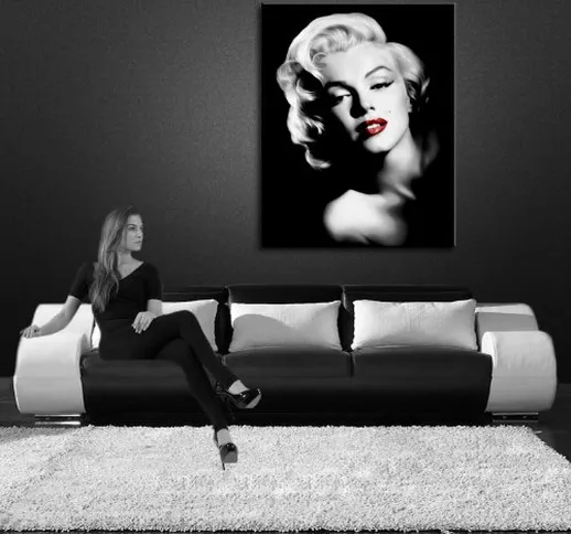 Stampa artistica a soggetto Marilyn Monroe, 100 x 70 cm, con telaio e cornice