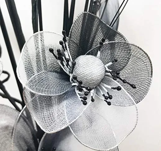 Flourish - Vaso con fiori, colore: Grigio alluminio / Nero / Bianco, 32 cm