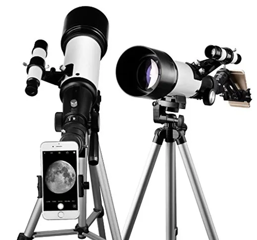 Telescopio da viaggio, apertura 70 mm, portata 400 mm, montatura altazimutale (AZ), un ott...