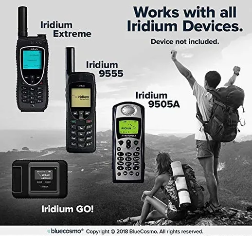 BlueCosmo Telefono satellitare Iridium prepagato e sim Card di Servizio 2: 150 Minuti / 60...