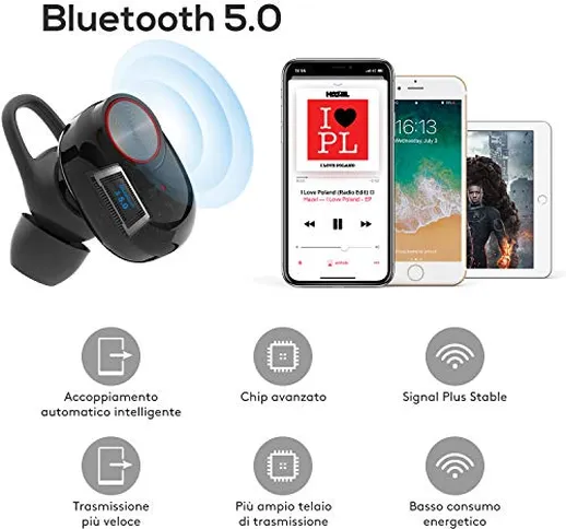 UTRAI Cuffie Bluetooth Auricolari Bluetooth Senza Fili 500mAh Stereo HiFi TWS 500mAh Match...