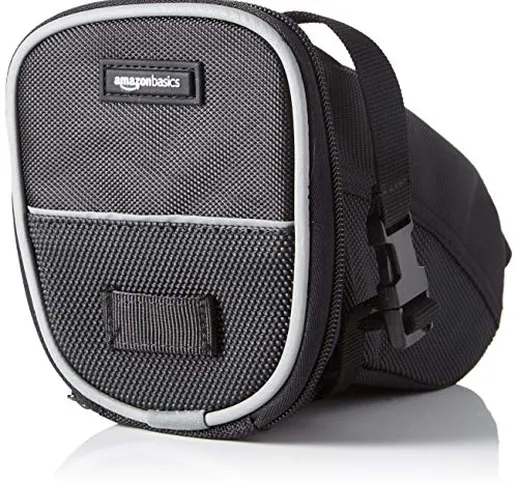 AmazonBasics - Borsa sottosella con cinghia di fissaggio, a cuneo, per bicicletta