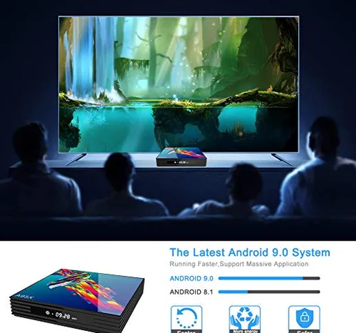 Sidiwen Android 9.0 TV Box A95X R3 Android Box 4GB RAM 64GB ROM RK3318 Quad-Core 2.4/5.0G...