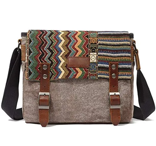 LQUIDE Retrò Etnico Stile Borsa A Spalla Diagonale Men ' S Square Canvas Bag Può Essere Ut...