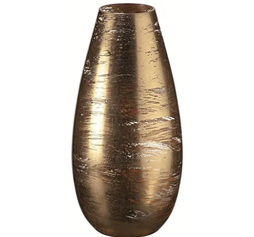 CRISTALICA Vaso di Fiori Vaso di Vetro Vaso Decorativo Oro/Trasparente 30 cm