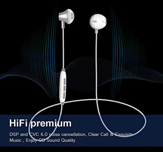 Cuffie Bluetooth Magnetici Sport,Headset Auricolari Bluetooth 4.1 Stereo HiFi con Microfon...