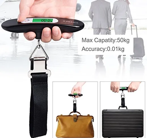 E-PRANCE Bilancia per valigia- Bilancino digitale pesapersone pesa bagaglio valigi, dinamo...