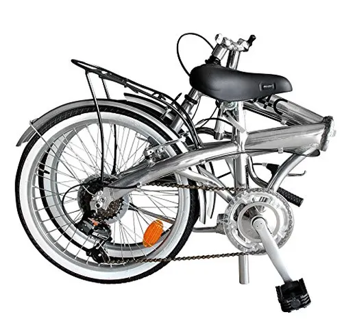 B4C 1453352 Bicicletta Pieghevole Car Bike, Aluminium, 58cm x 89cm x 31cm, Argento Lucido