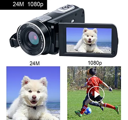 Videocamera Fotocamera Digitale Fotocamera Videocamera Full HD 1080p Fotocamera 24.0MP 18x...