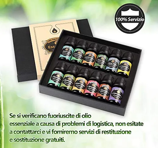 Innoo Tech Oli Essenziali per Diffusori 12 * 10ml, Eucalipito, Bergamotto, Lavanda, Limone...