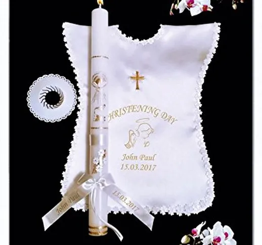 Candela per battesimo personalizzata per bambina, vestitino, battesimo, candela regalo (SN...