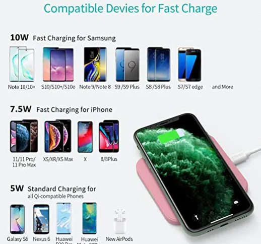 CHOETECH Caricatore Wireless, 10W Wireless Charger per Galaxy S10/ S10+/ S9/ S9+/ S8/ Note...