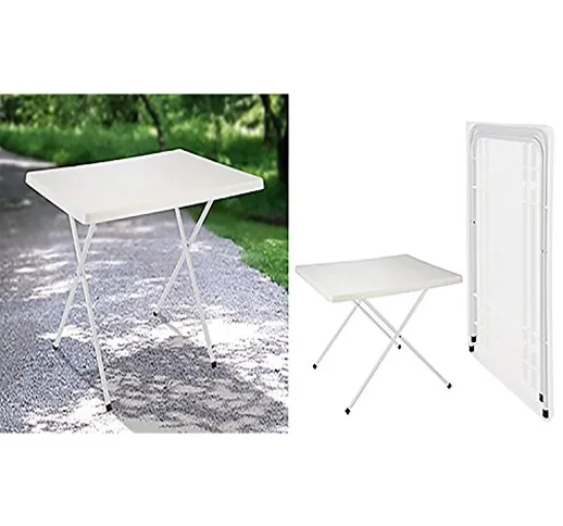 Mojawo® Campeggio Tavolo Bianco Tavolo Pieghevole da Tavolo da party 60 x 80 cm regolabile...