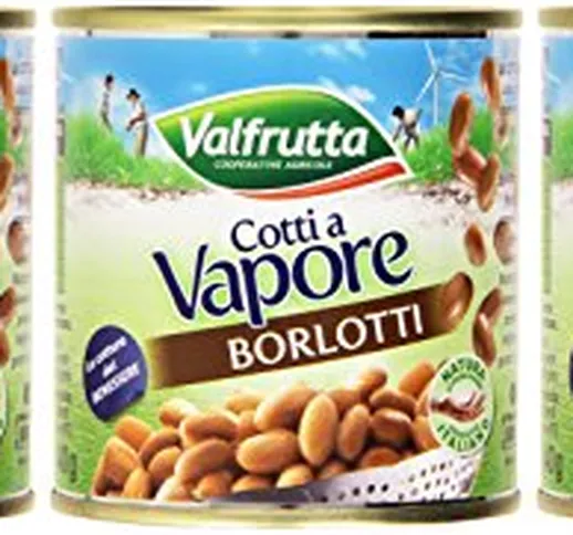 Valfrutta Borlotti, Cotti a Vapore - Pacco da 3 Scatole x 150 gr