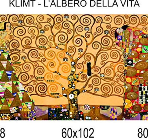 Social Crazy Stampa in Tela Canvas 100% qualità Italia - Klimt - L'Albero della Vita Effet...