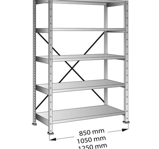 Scaffale a innesto CLEANA, scaffale portante, larghezza ripiani 800 mm, 5 ripiani, profond...