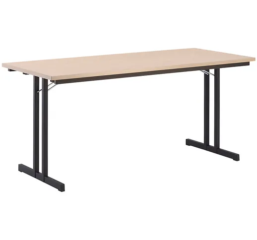 Tavolo pieghevole, con piano molto spesso, altezza 720 mm, 1600 x 700 mm, telaio nero, pia...