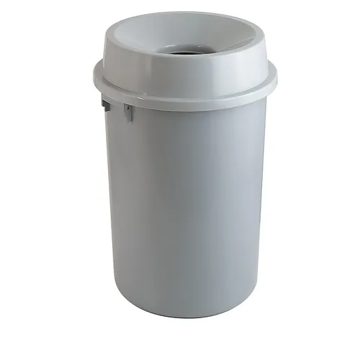 Contenitore per rifiuti in plastica, capacità 90 l, alt. x Ø 760 x 520 mm, grigio
