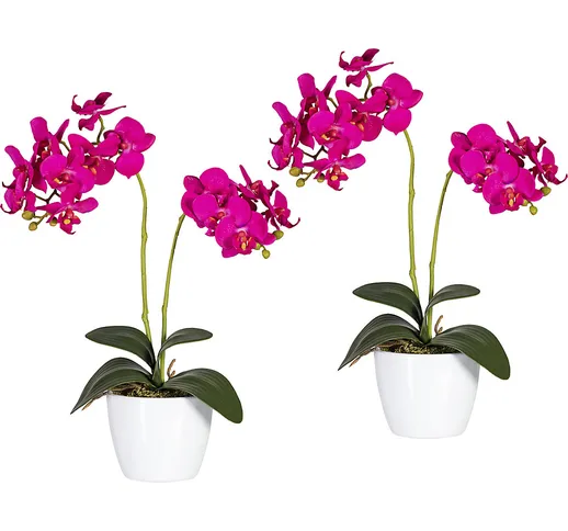 Orchidea phalaenopsis in vaso di ceramica bianco, altezza 500 mm, conf. da 2 pz., fiori or...